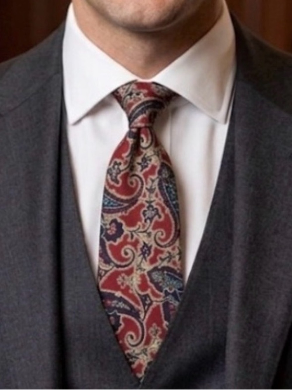 Jos. A. Bank Red and Navy Silk Tie